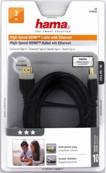 Hama 39666 4K Altın Uçlu 3m Ethernet HDMI Kablo - Black